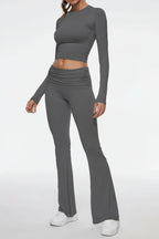 Womens Long Sleeve and Flared Pants Lounge Set