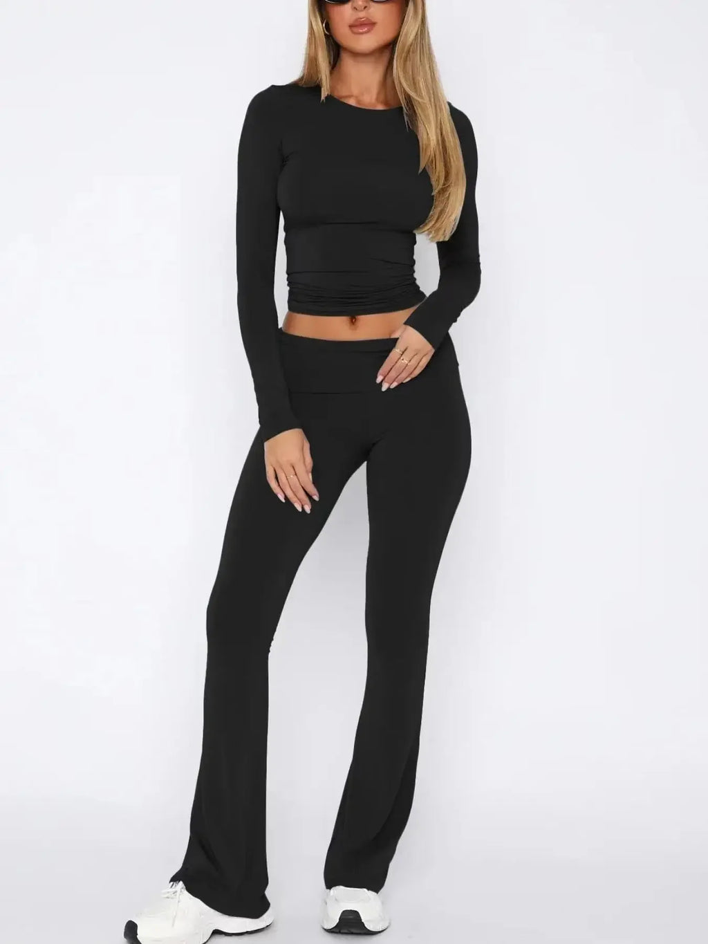 Womens Long Sleeve and Flared Pants Lounge Set