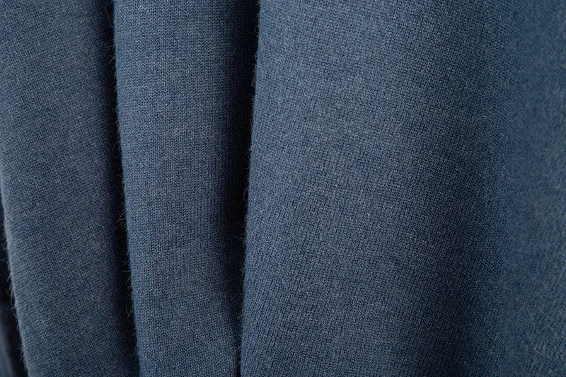 Double Layer Knit Lounge Set - Soft Polo Neck Sweater & Wide Leg Pants