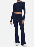 Womens Long Sleeve and Flared Pants Lounge Set