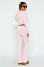 Womens Long Sleeve and Flared Pants Lounge Set