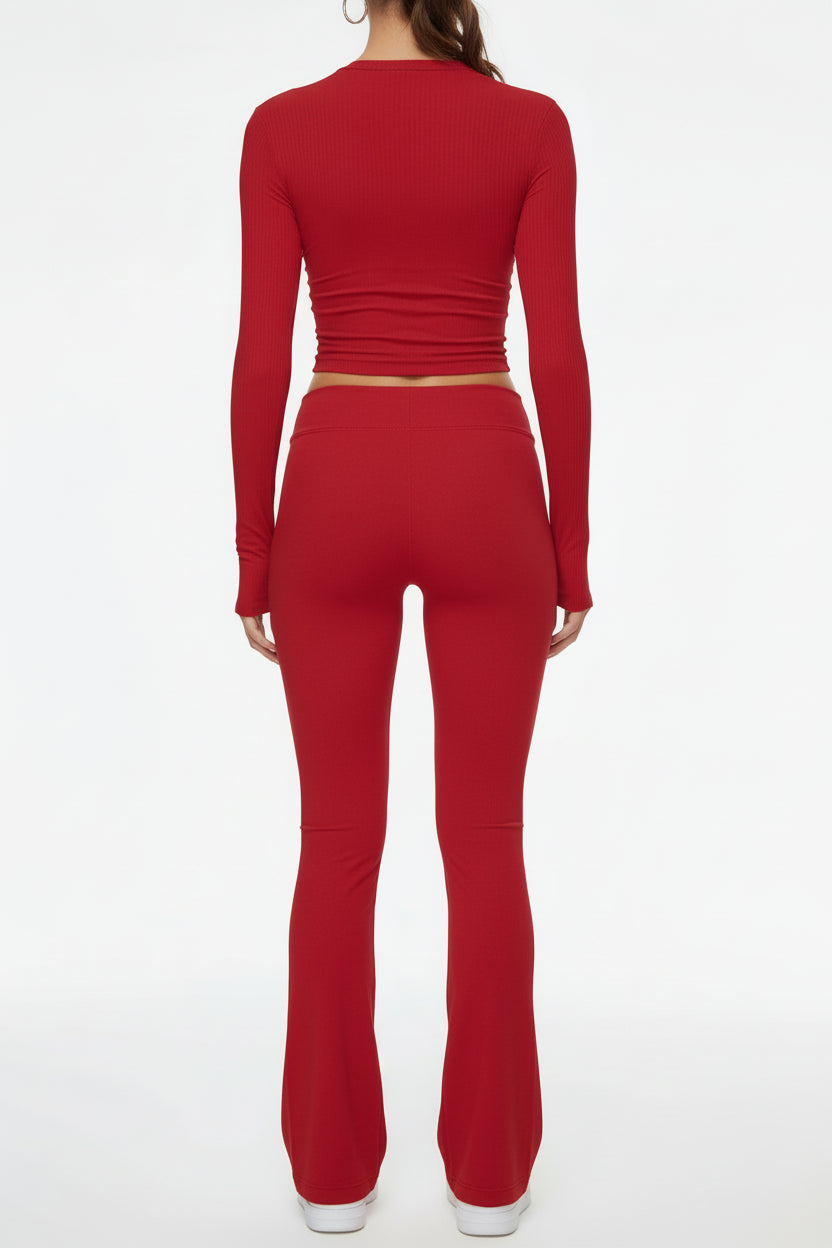 Womens Long Sleeve and Flared Pants Lounge Set