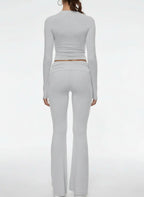 Womens Long Sleeve and Flared Pants Lounge Set