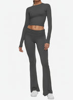 Womens Long Sleeve and Flared Pants Lounge Set