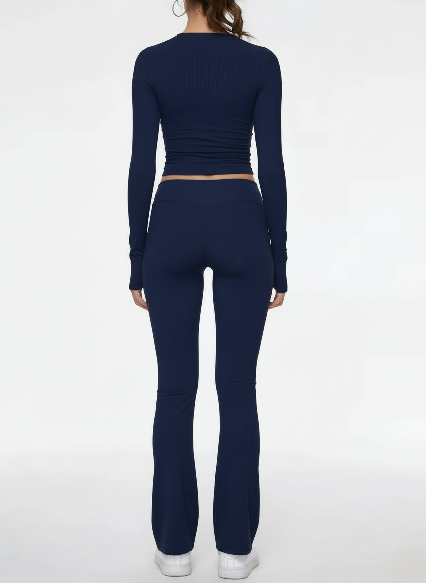 Womens Long Sleeve and Flared Pants Lounge Set