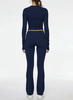 Womens Long Sleeve and Flared Pants Lounge Set