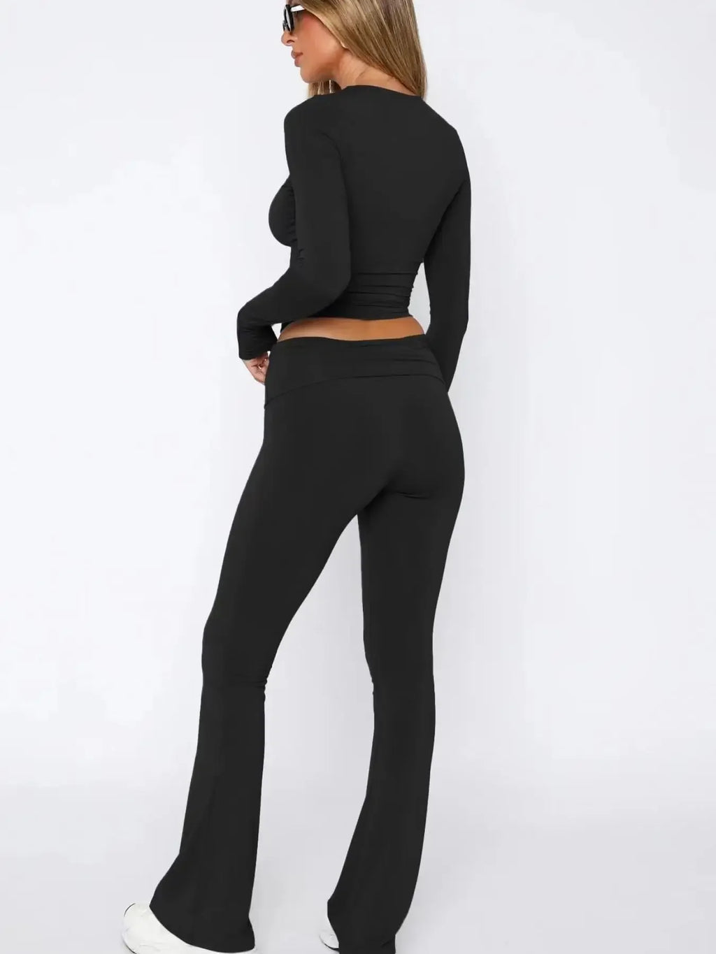 Womens Long Sleeve and Flared Pants Lounge Set