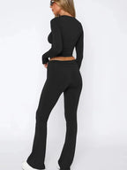 Womens Long Sleeve and Flared Pants Lounge Set